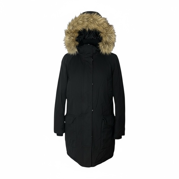 community Jackets & Blazers - Community Black Wool-Blend Down Parka with Faux Fur Hood Medium